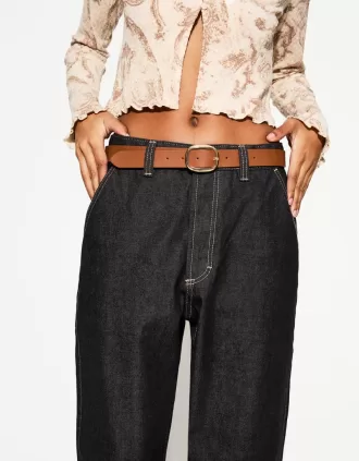 Thin faux leather belt