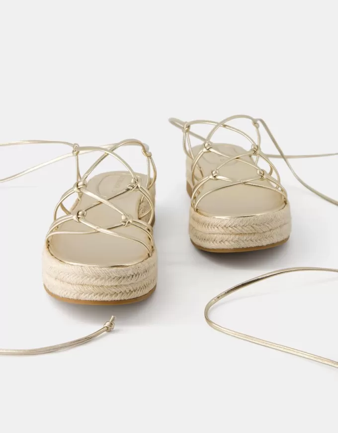 Tied flat jute sandals Tied flat jute sandals