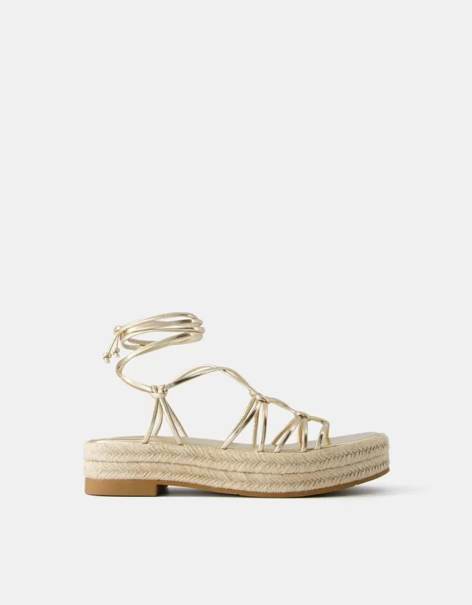 Tied flat jute sandals Tied flat jute sandals