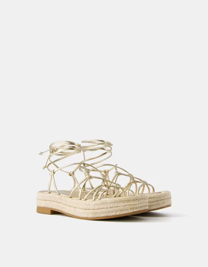 Tied flat jute sandals Tied flat jute sandals