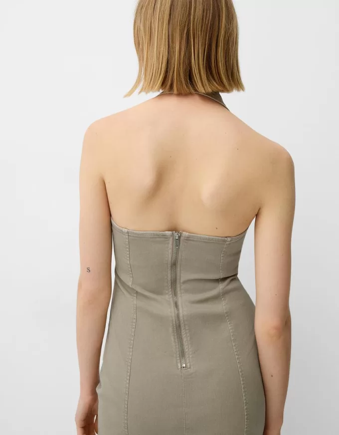 Twill halterneck mini dress Twill halterneck mini dress
