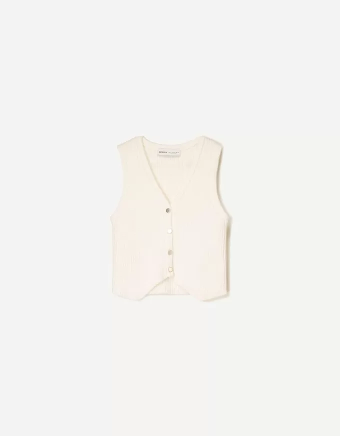 V-neck ribbed vest