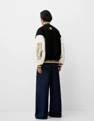 Varsity jacket with contrasting sleeves