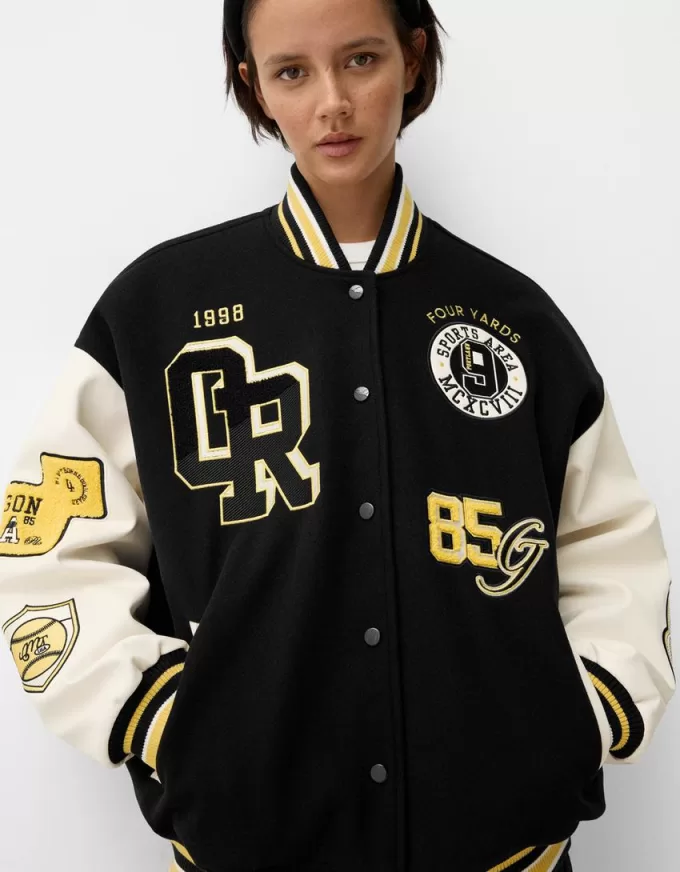 Varsity jacket with contrasting sleeves Varsity jacket with contrasting sleeves