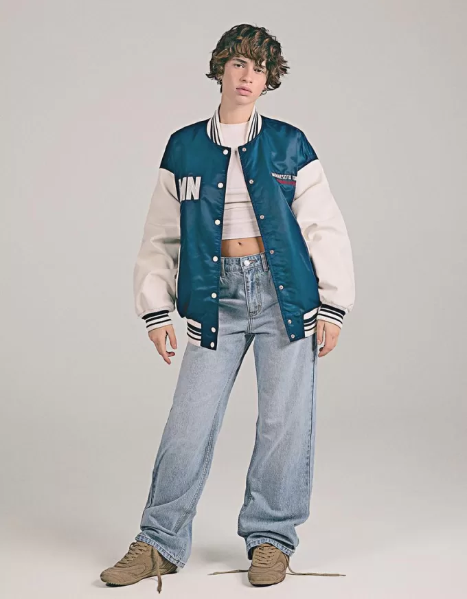 Varsity jacket with contrasting sleeves