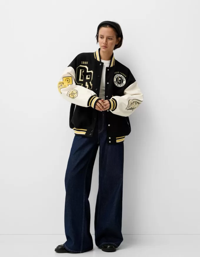 Varsity jacket with contrasting sleeves Varsity jacket with contrasting sleeves