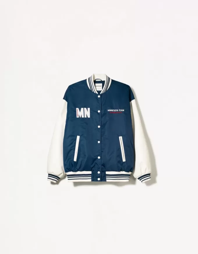 Varsity jacket with contrasting sleeves