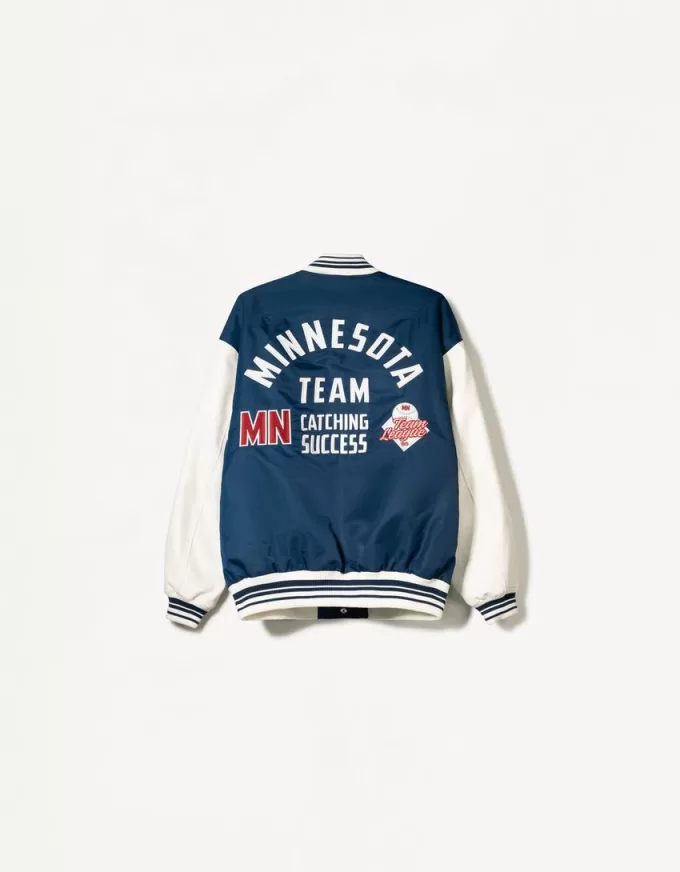 Varsity jacket with contrasting sleeves