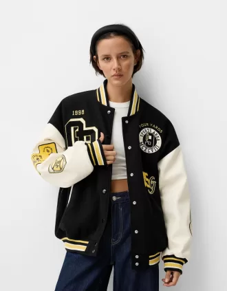 Varsity jacket with contrasting sleeves