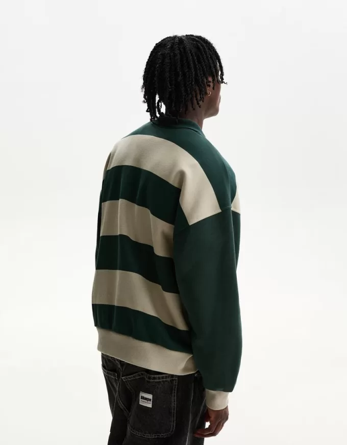 Varsity sporty polo sweatshirt