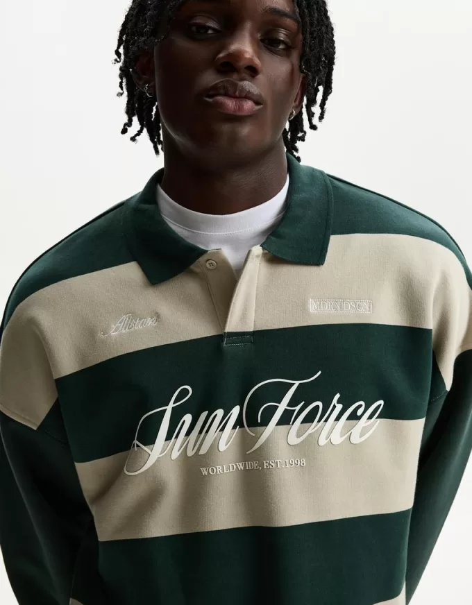 Varsity sporty polo sweatshirt