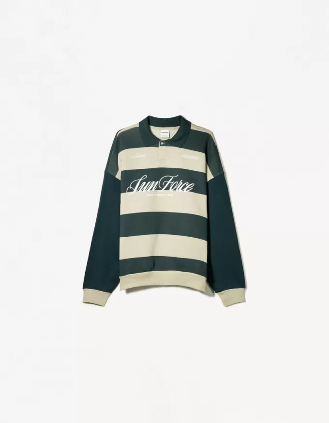 Varsity sporty polo sweatshirt