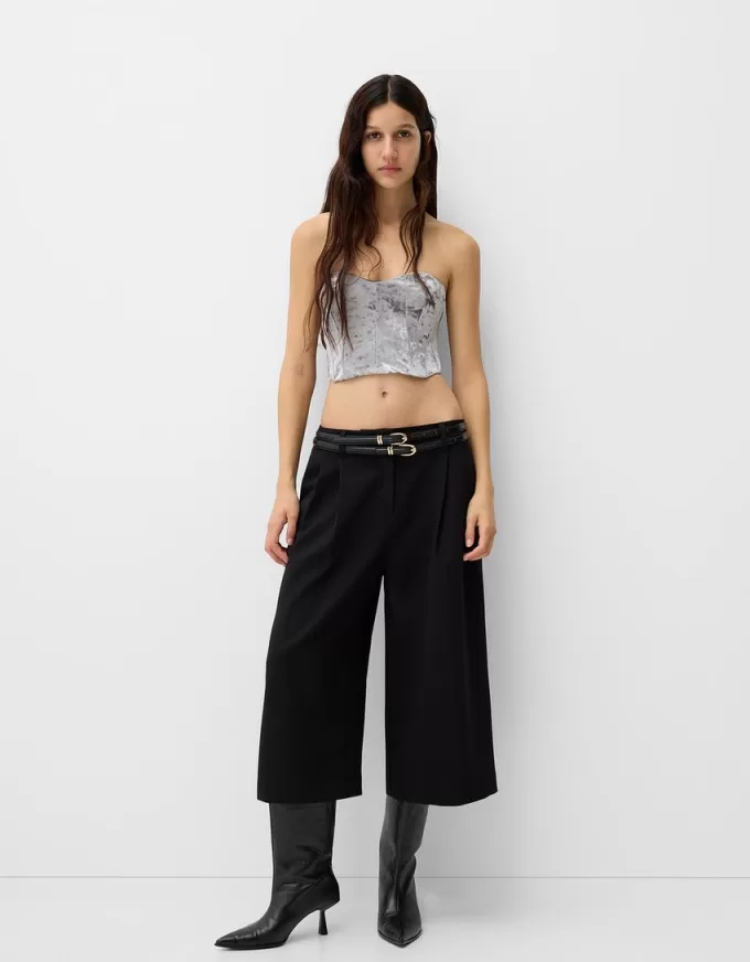 Velvet corsetry-inspired top