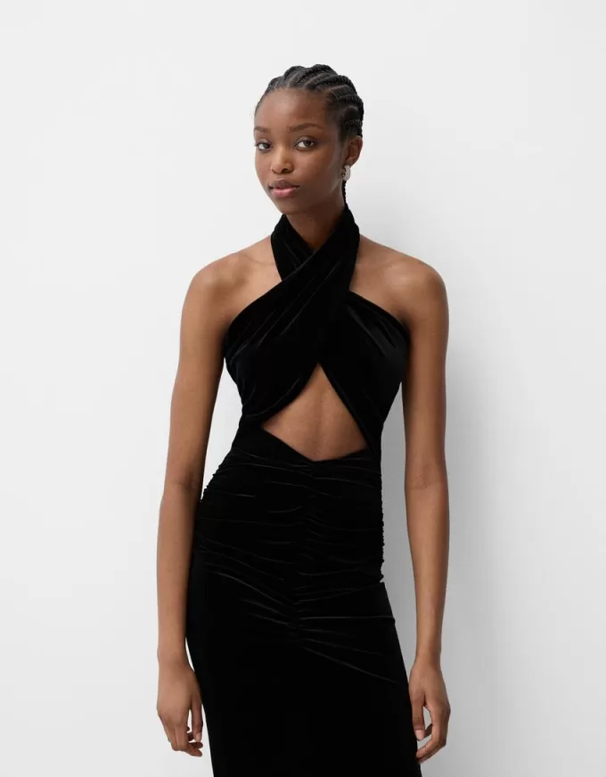 Velvet halter neck midi dress Velvet halter neck midi dress