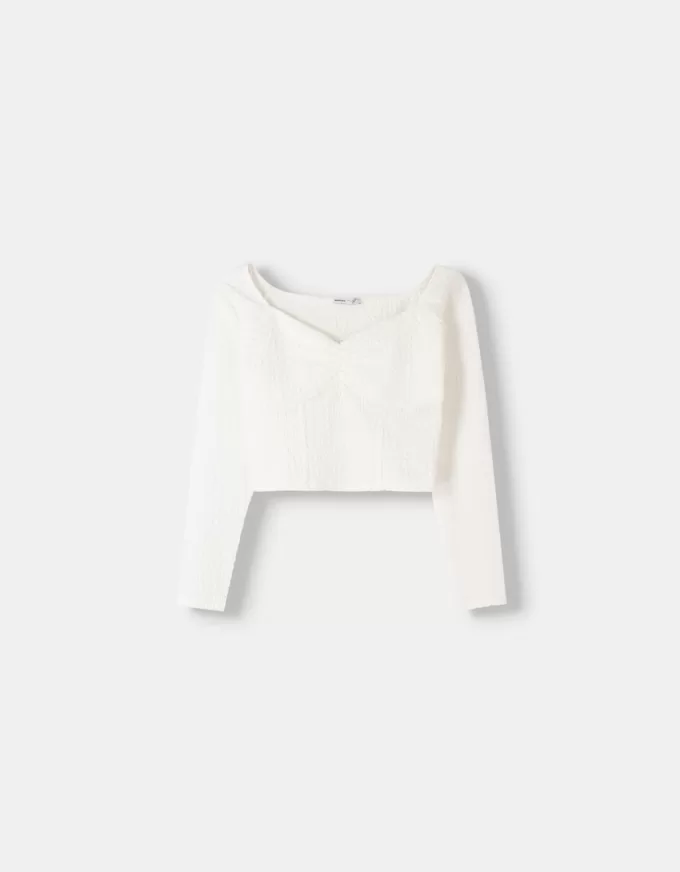 Waffle-knit long sleeve T-shirt Waffle-knit long sleeve T-shirt