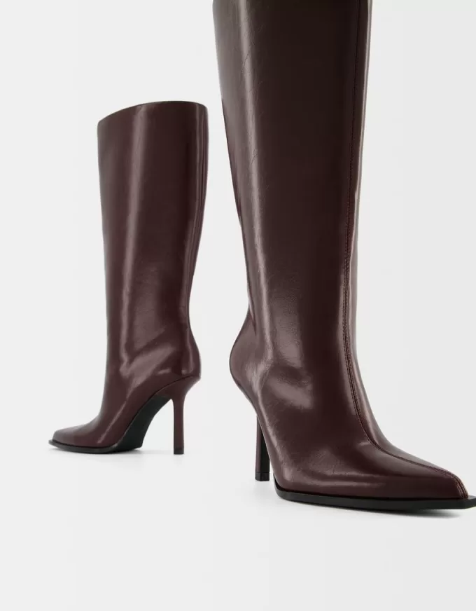Wide-calf high-heel boots