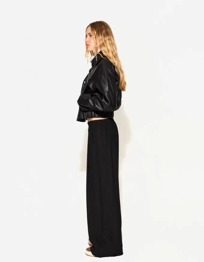 Wide-leg drawstring pants
