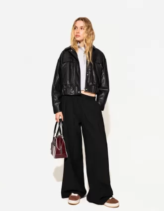 Wide-leg drawstring pants