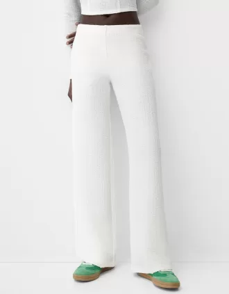 Wide leg embossed pants