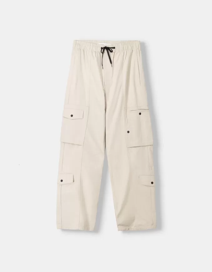 Wide-leg multicargo pants
