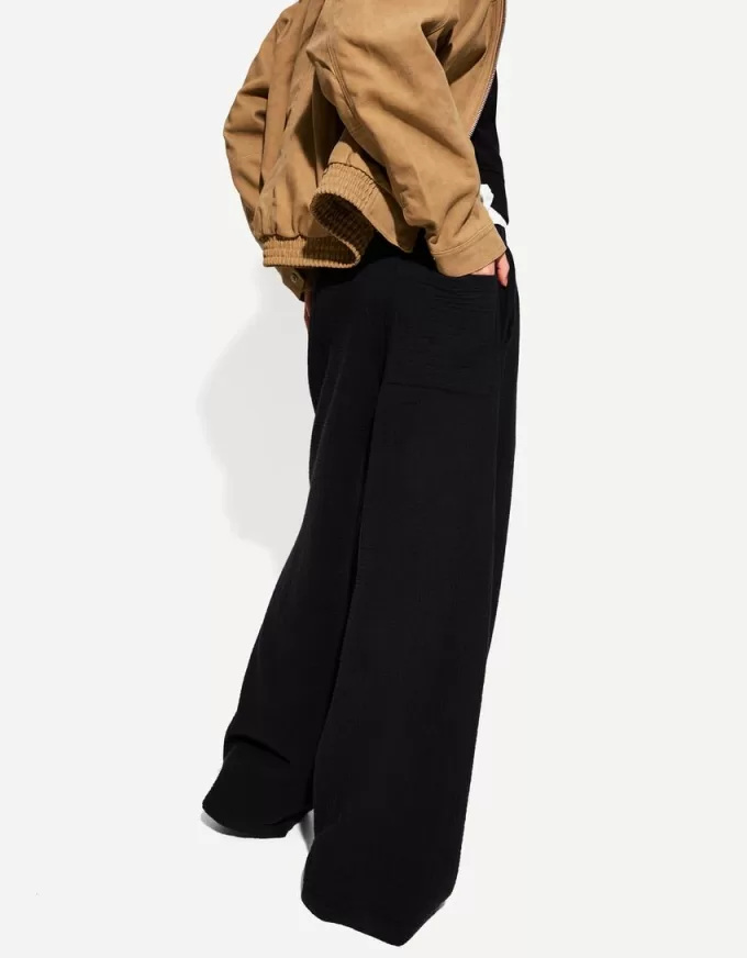 Wide-leg rustic double cloth pants