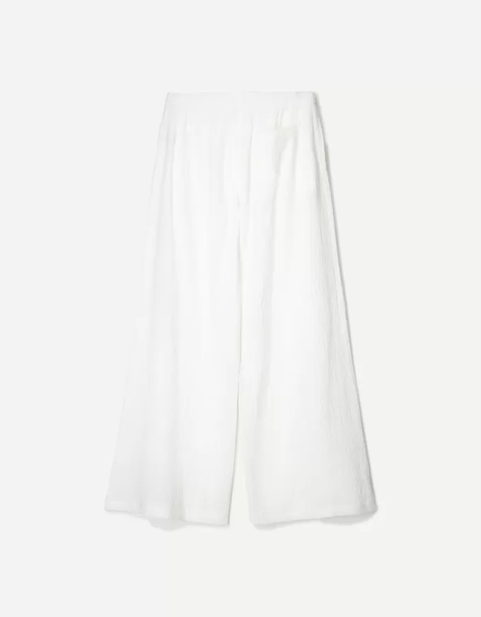 Wide-leg rustic double cloth pants Wide-leg rustic double cloth pants