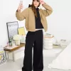 Wide-leg rustic double cloth pants