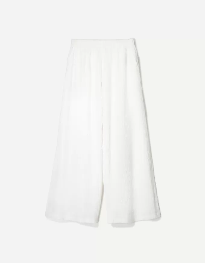 Wide-leg rustic double cloth pants Wide-leg rustic double cloth pants