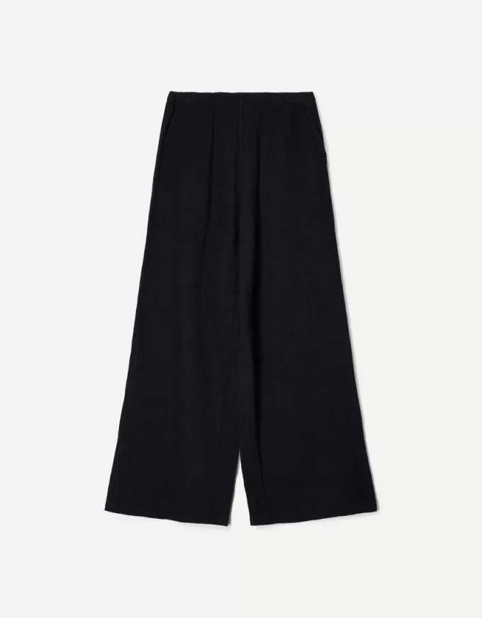 Wide-leg rustic double cloth pants