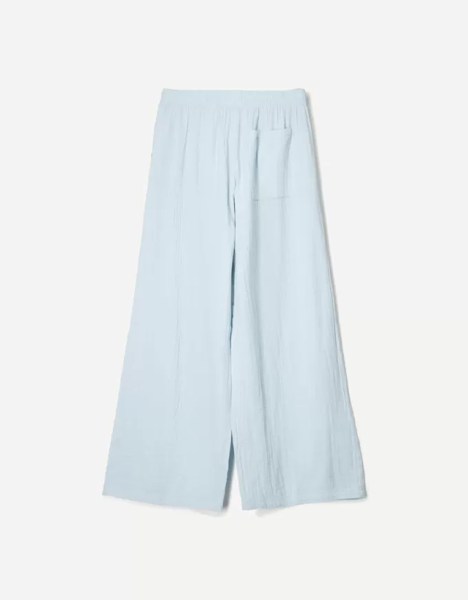 Wide-leg rustic double cloth pants