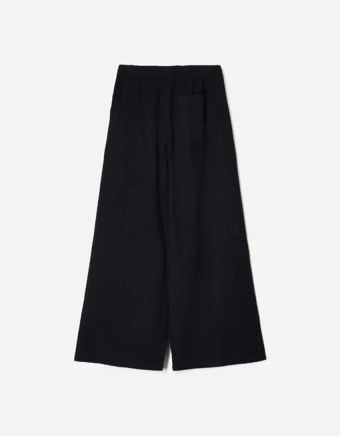 Wide-leg rustic double cloth pants