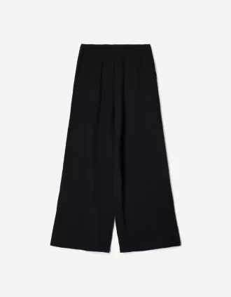 Wide-leg rustic double cloth pants
