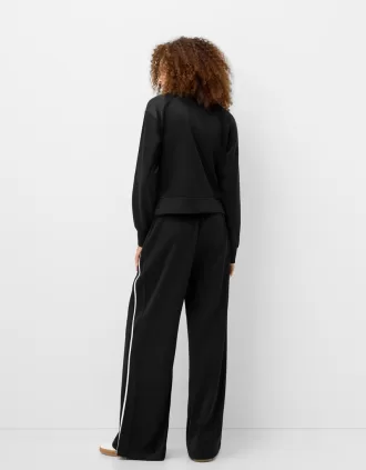 Zip-up satin sweatshirt