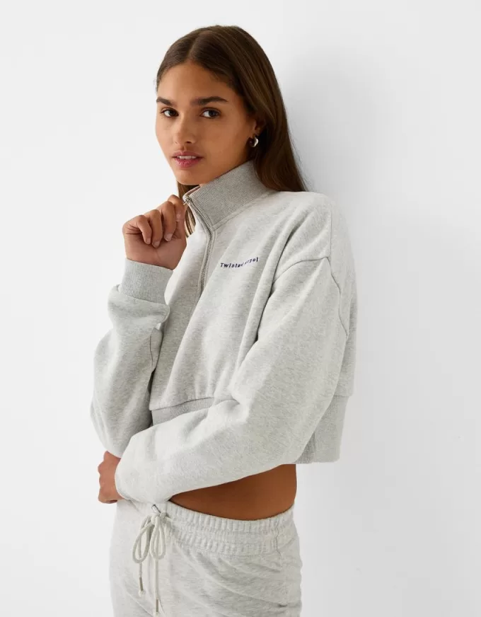 Zipped sweatshirt with embroidery Zipped sweatshirt with embroidery