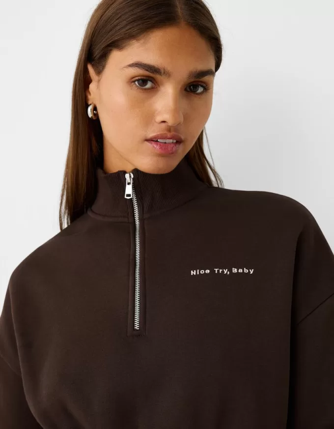 Zipped sweatshirt with embroidery Zipped sweatshirt with embroidery